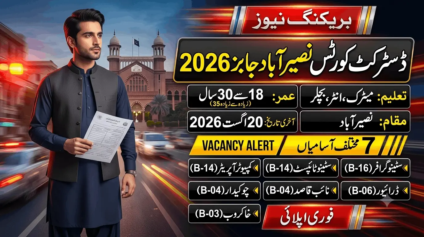 District and Sessions Judge Nasirabad Jobs 2026 feature image showing court vacancies, age limit, location, and application deadline.